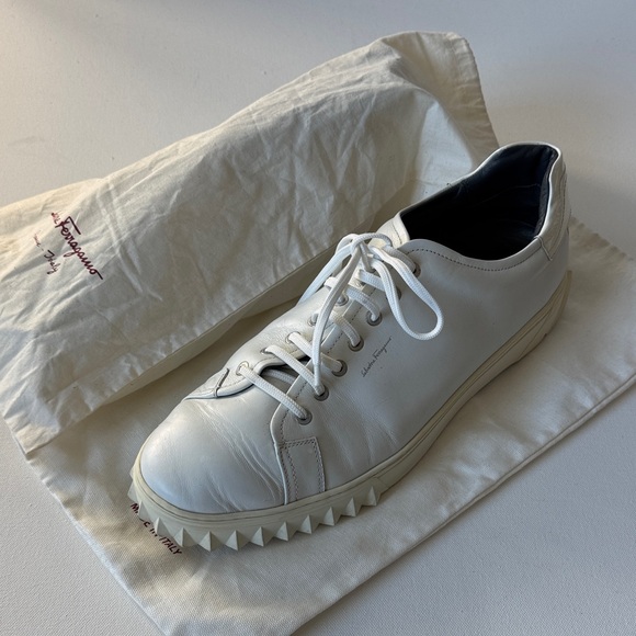 Salvatore Ferragamo White Leather Sneakers